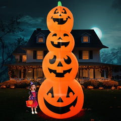 PARAYOYO stacked pumpkins front view showing tall yard focal point
