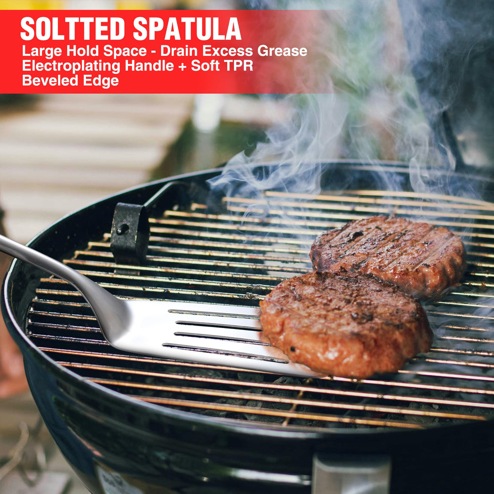 PARGRILL fork and brush arrangement emphasizing versatile grilling tasks