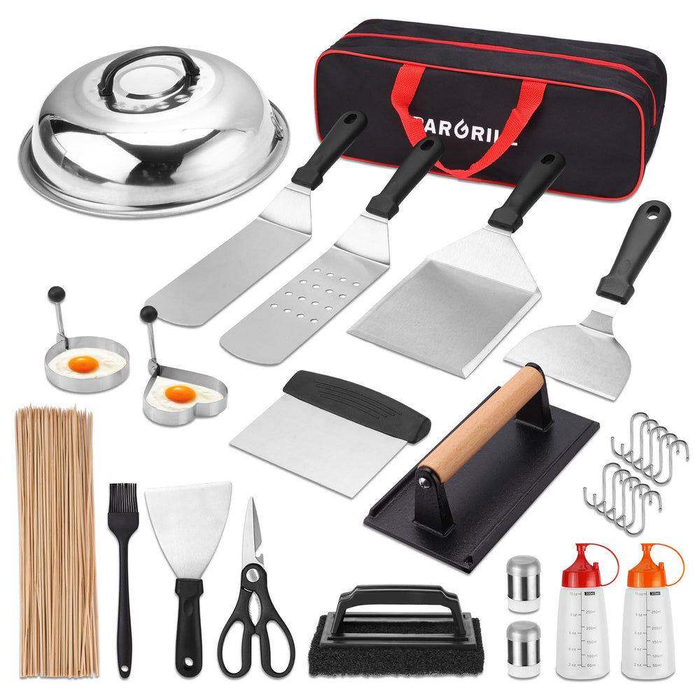 PARGRILL front packaging showing complete 128-piece griddle kit with gift box benefit