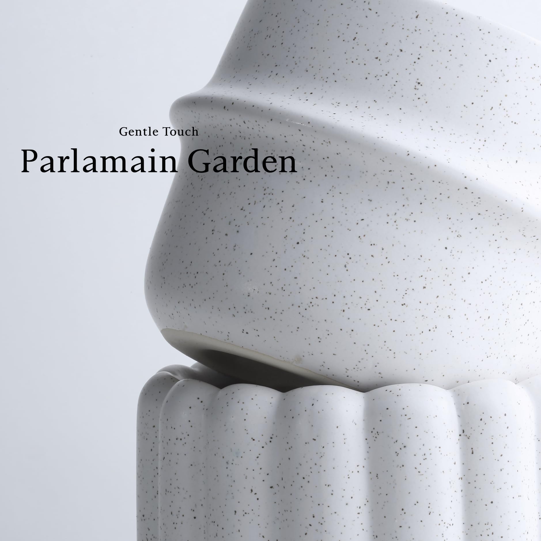 Parlamain side profile showing four unique organic-shaped planters that add sculptural interest