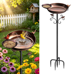Parovite front view assembled showing tall bird bath and visual appeal