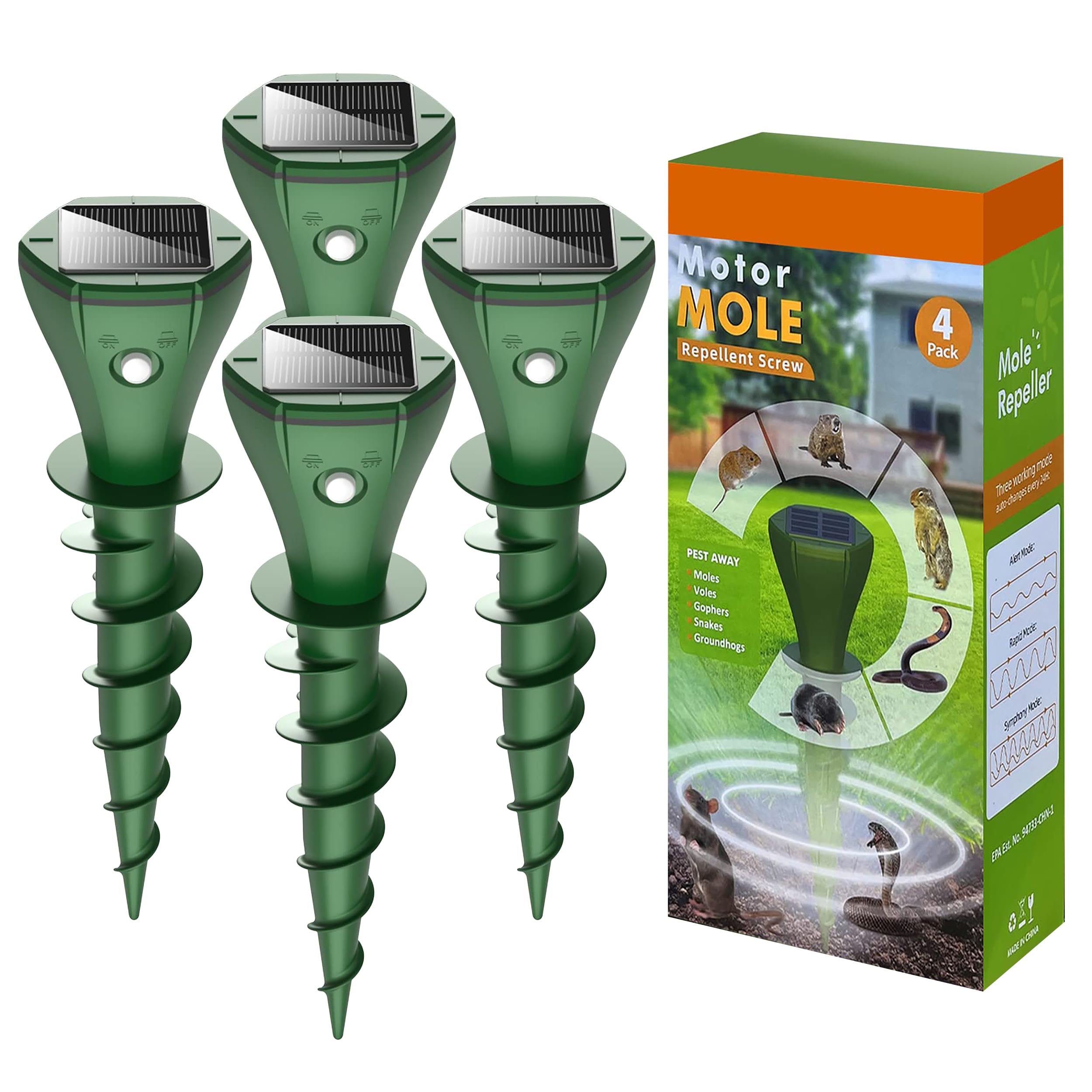 Parquet front packaging and four stakes showing kit and ready-to-use convenience