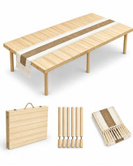 Parsagi front view of folded table showing compact portability and secure buckles