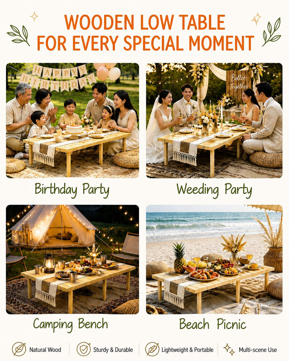 Parsagi table hosting friends in backyard illustrating group dining convenience