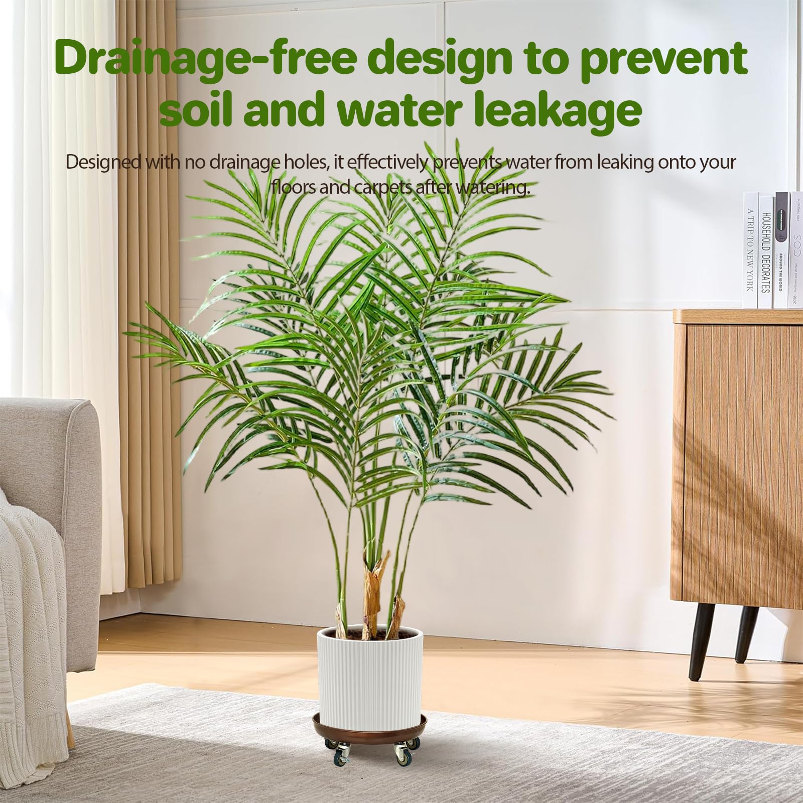Parsagi rolling a large ceramic planter smoothly across patio for effortless relocation