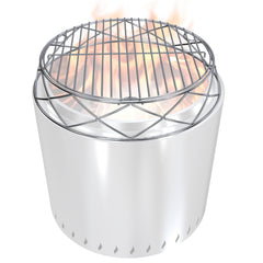 PARTAKER stainless steel stand front view protects surfaces while elevating fire pit