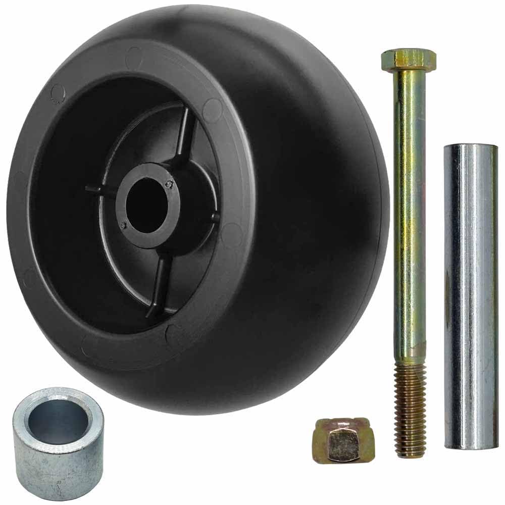 Parts 4 Outdoor wheel installed on mower deck, demonstrating restored deck support benefit