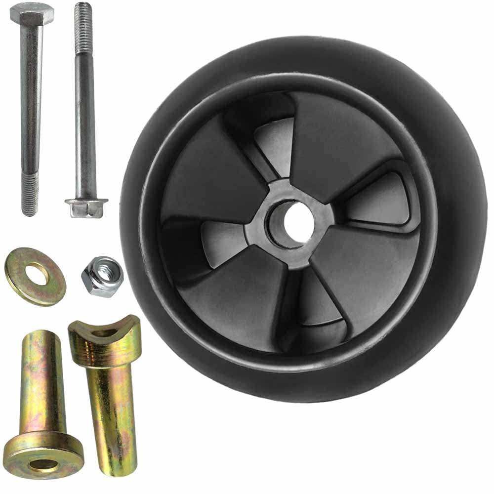 Parts 4 Outdoor wheel beside tape measure showing 5" diameter size clarity benefit