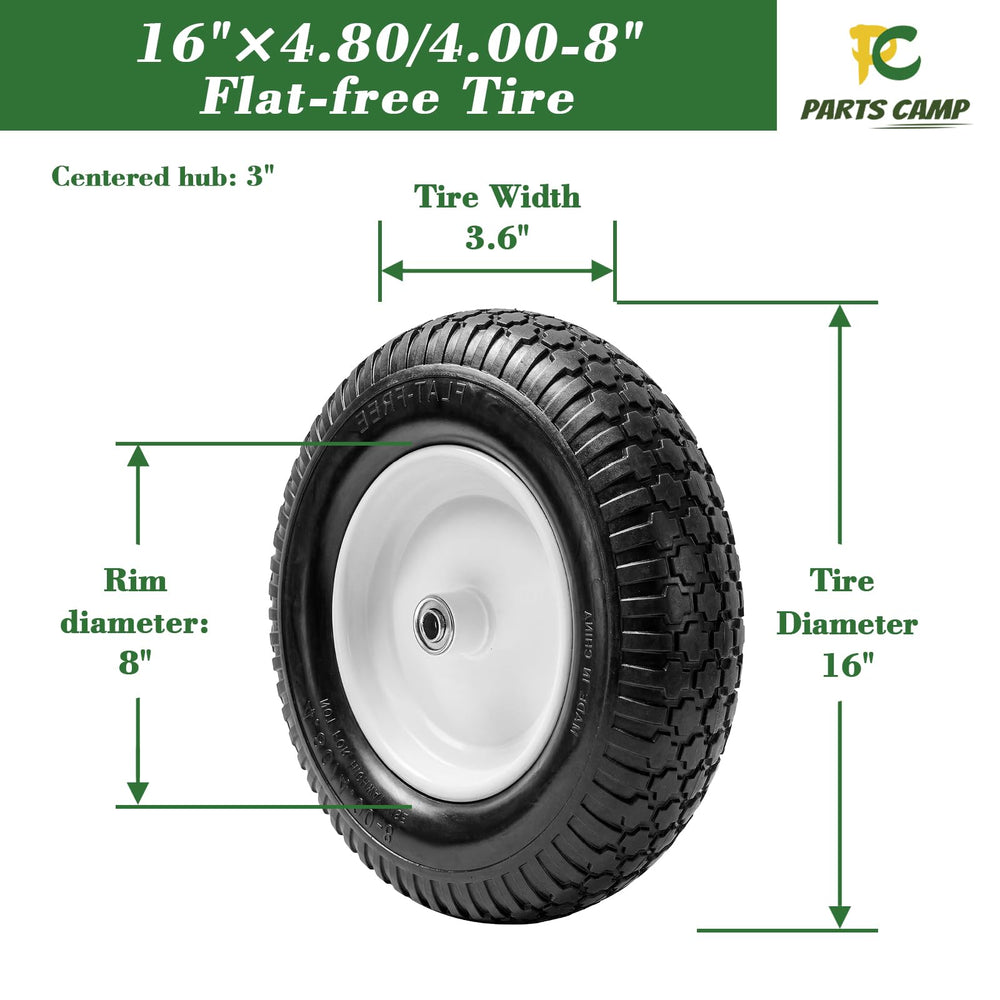 Parts Camp close-up tread pattern illustrating solid flat-free surface for reliable traction
