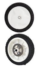 Parts Camp front view of the two replacement wheels showing fit and finish, ready to replace worn wheels