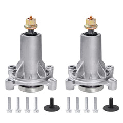Parts Camp spindle assembly front view showing durable flange and fitment benefit