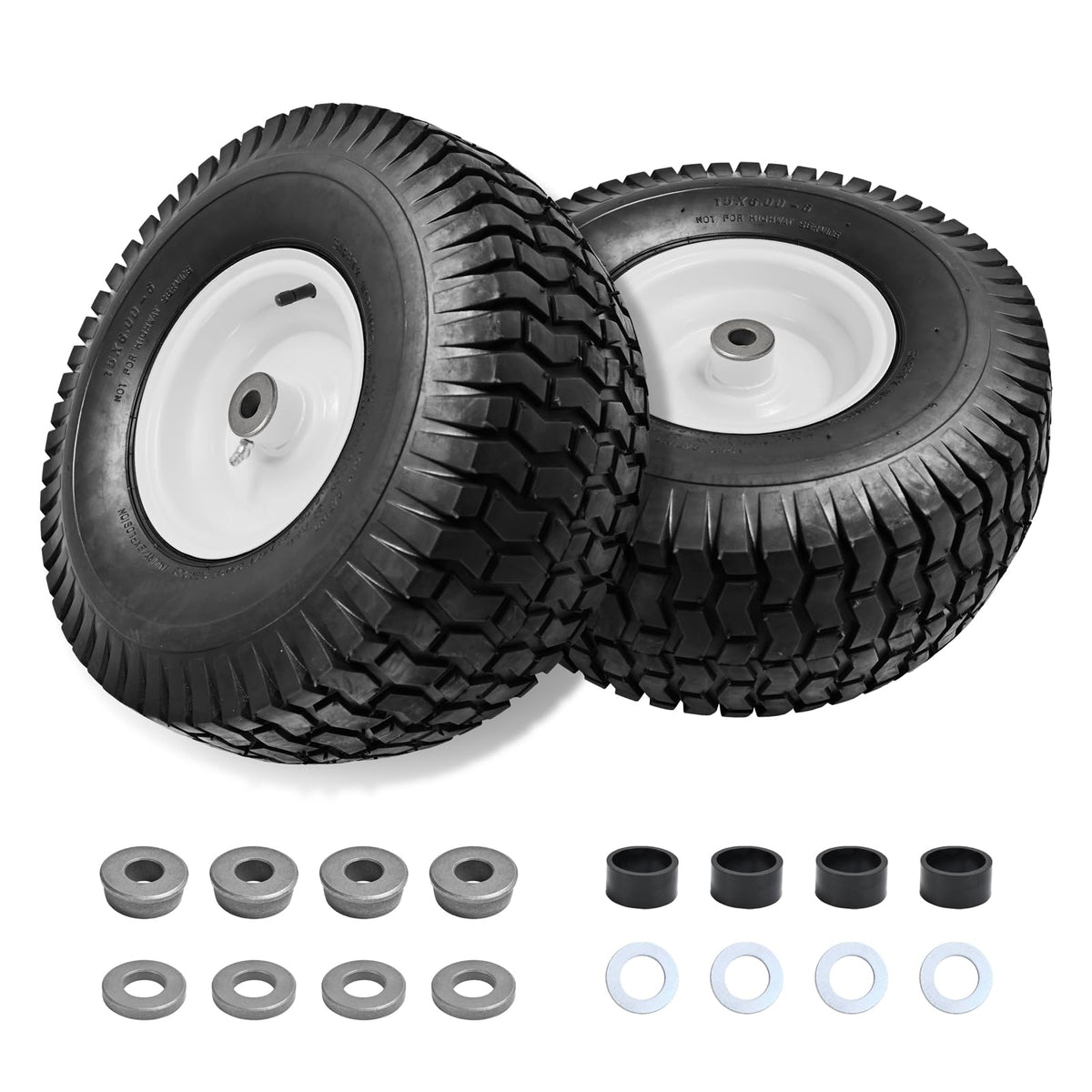 Parts Camp front view of both tires showing tread and profile for reliable traction