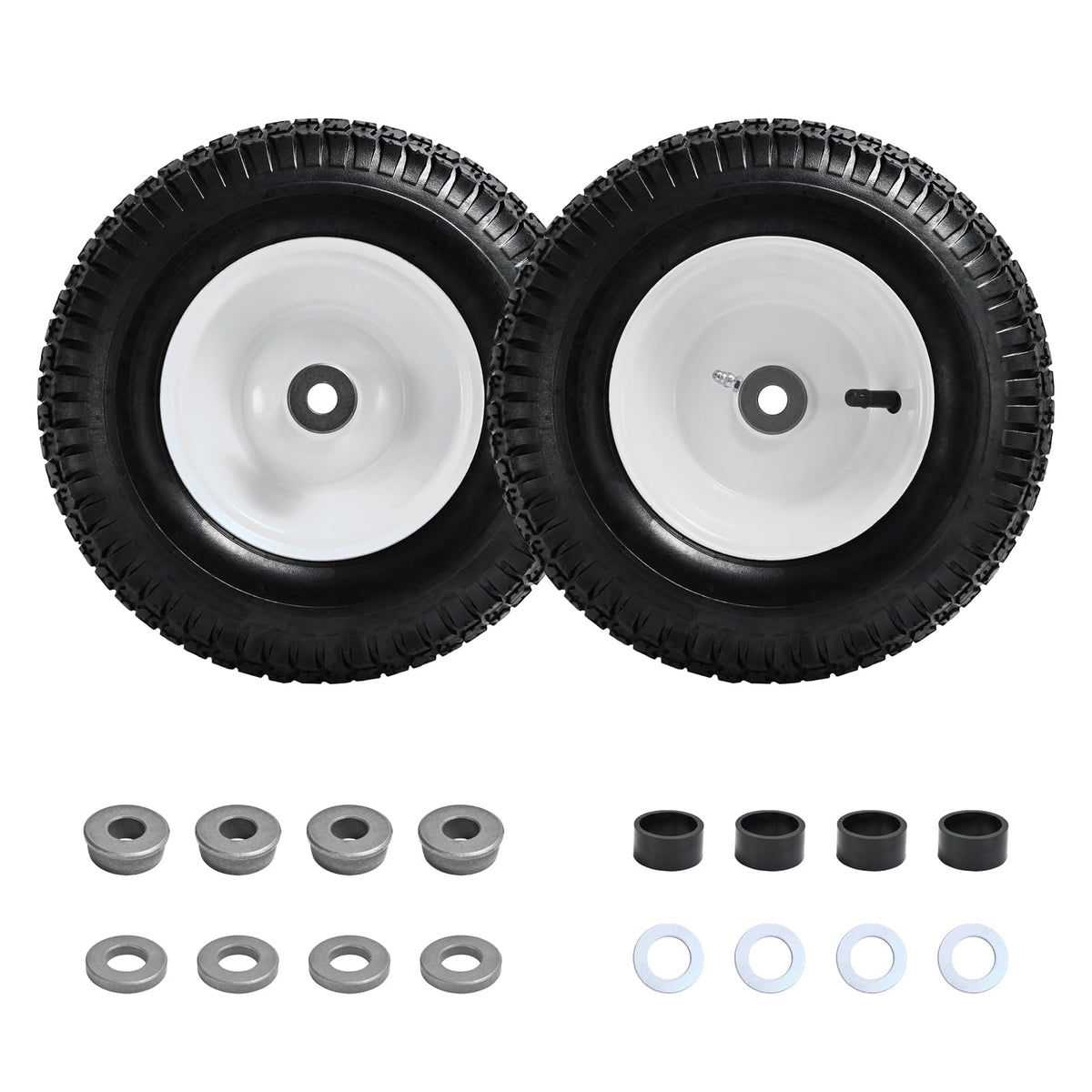 Parts Camp front view wheel assembly showing full tire and hub, ready to install