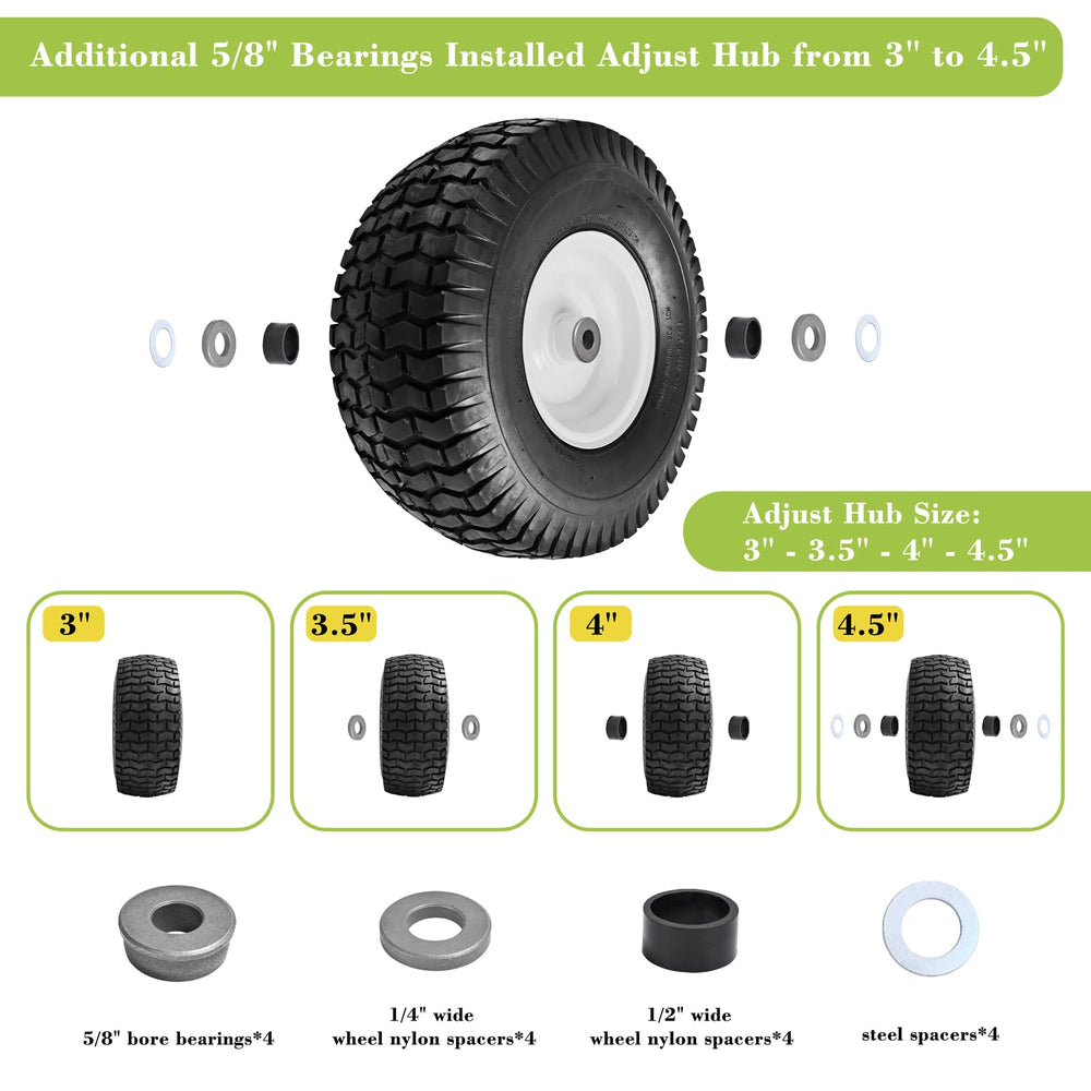 Parts Camp included bearings and spacers arranged to show compatibility options