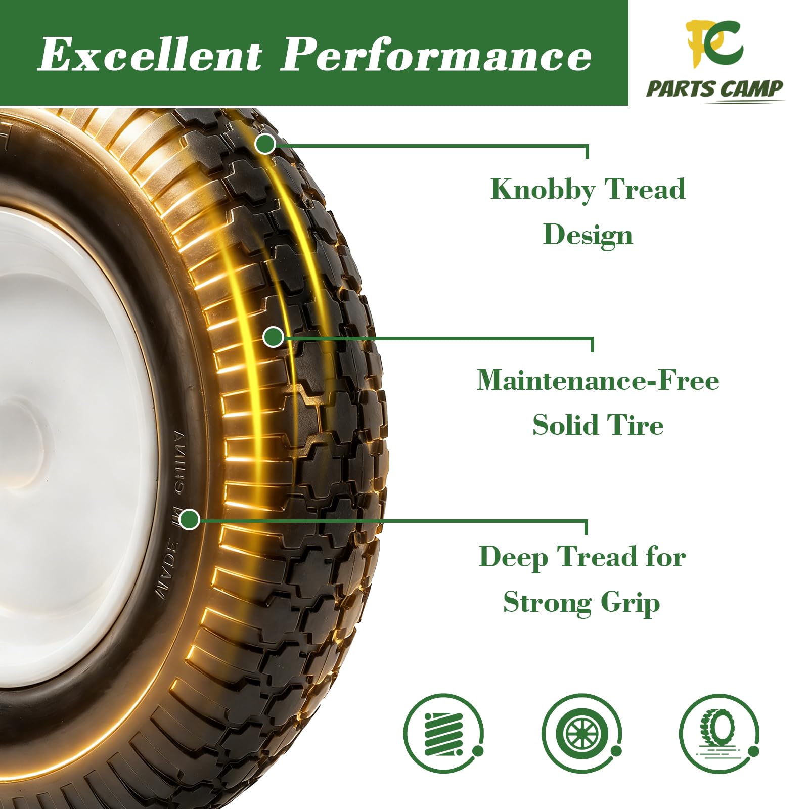 Parts Camp hub and bearing detail highlighting included bearings for secure axle fit