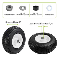 Parts Camp hub and bearing detail showing durable bearings for smooth rolling