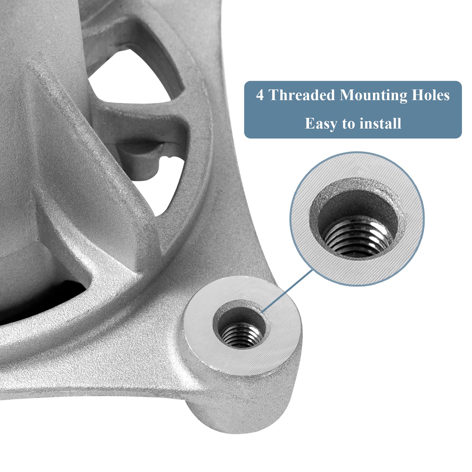 Parts Camp spindle installed on a 42-inch deck illustrating proper fit and stability