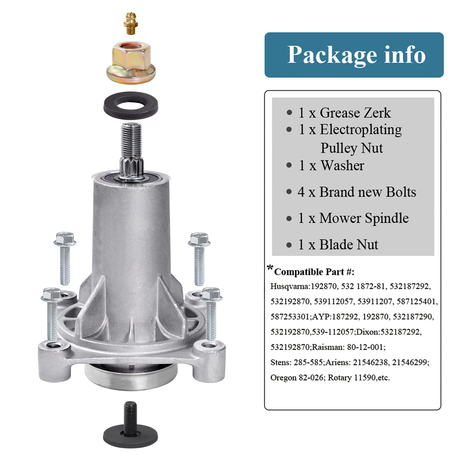 Parts Camp spindle shaft and bearing detail demonstrating smooth rotation reliability