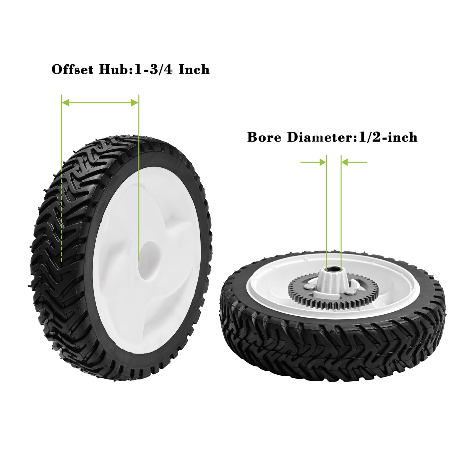 Parts Camp side profile showing tread and 8x2 inch dimensions for consistent traction
