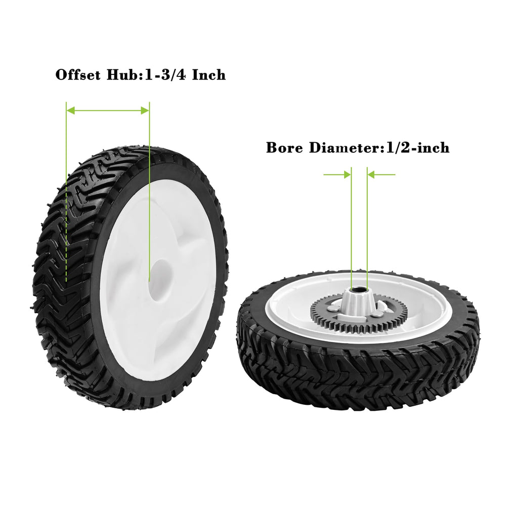 Parts Camp side profile showing tread and 8x2 inch dimensions for consistent traction