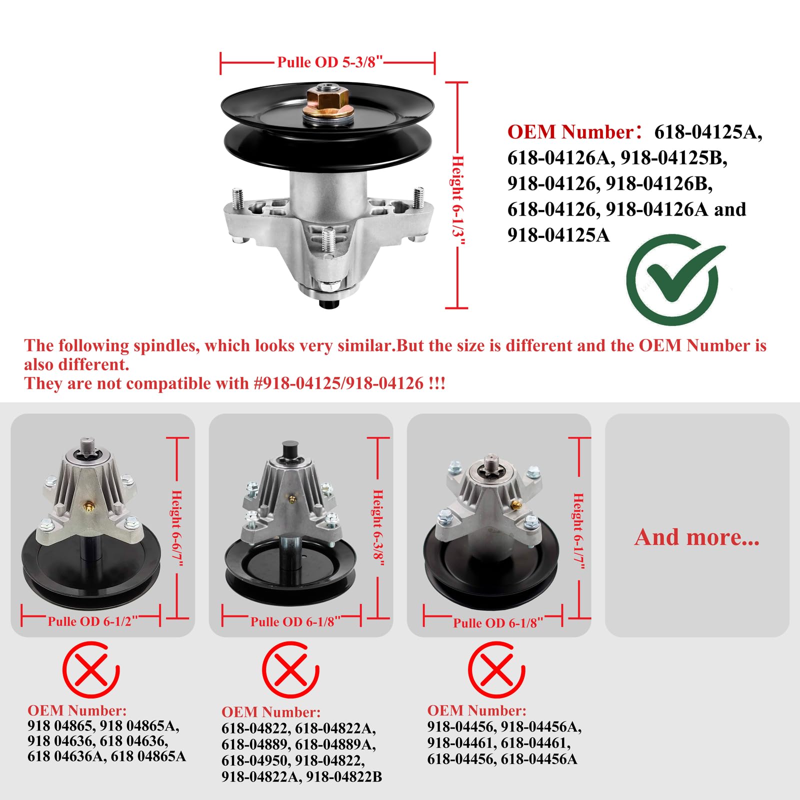 Parts Camp spindle mounting bolt pattern highlighting four-bolt secure attachment benefit