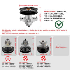 Parts Camp spindle mounting bolt pattern highlighting four-bolt secure attachment benefit