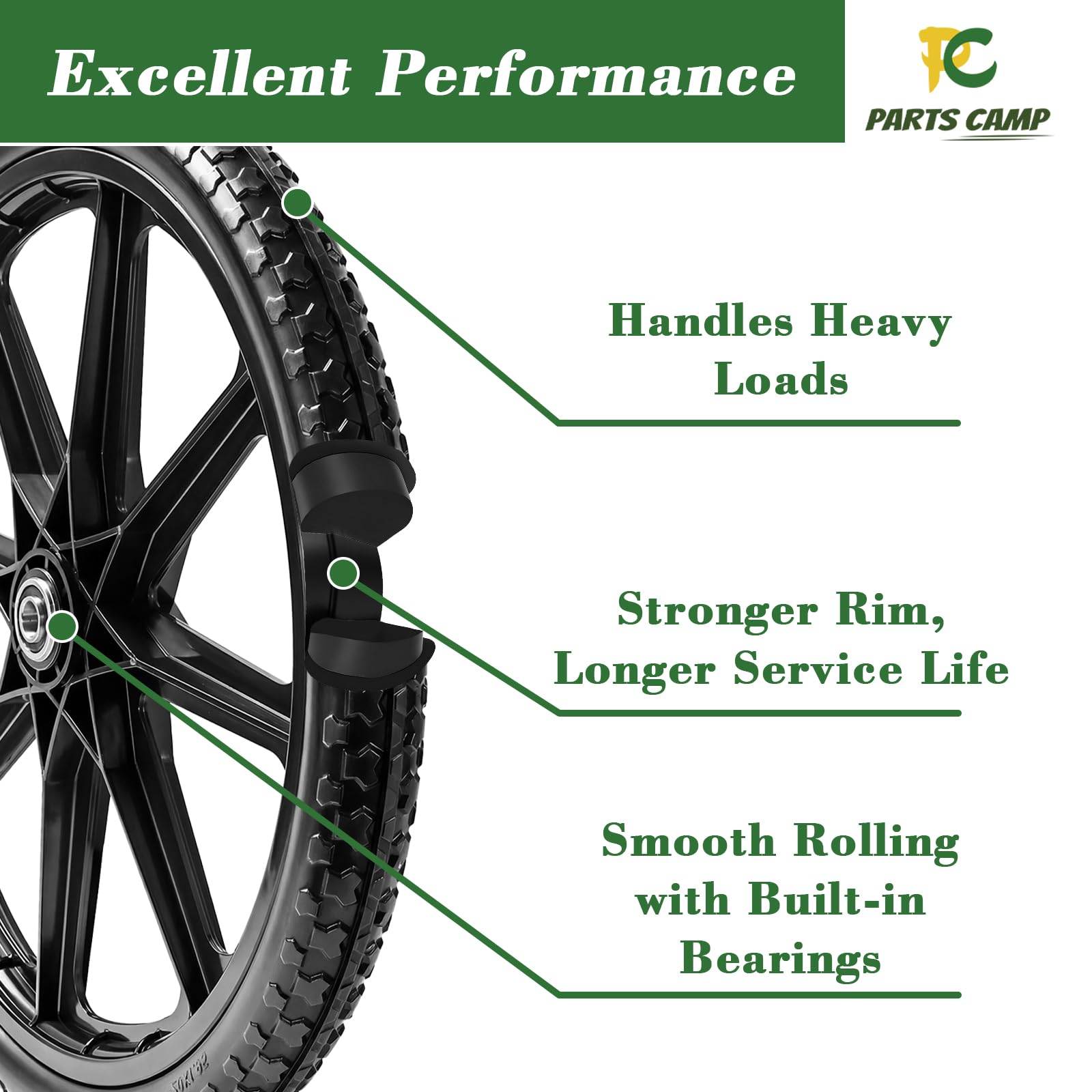 Parts Camp textured tread pattern detail showing wear-resistant surface, improves traction