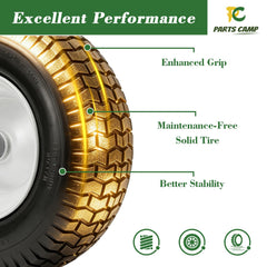 Parts Camp detailed shot of tire tread offering better grip and smoother ride