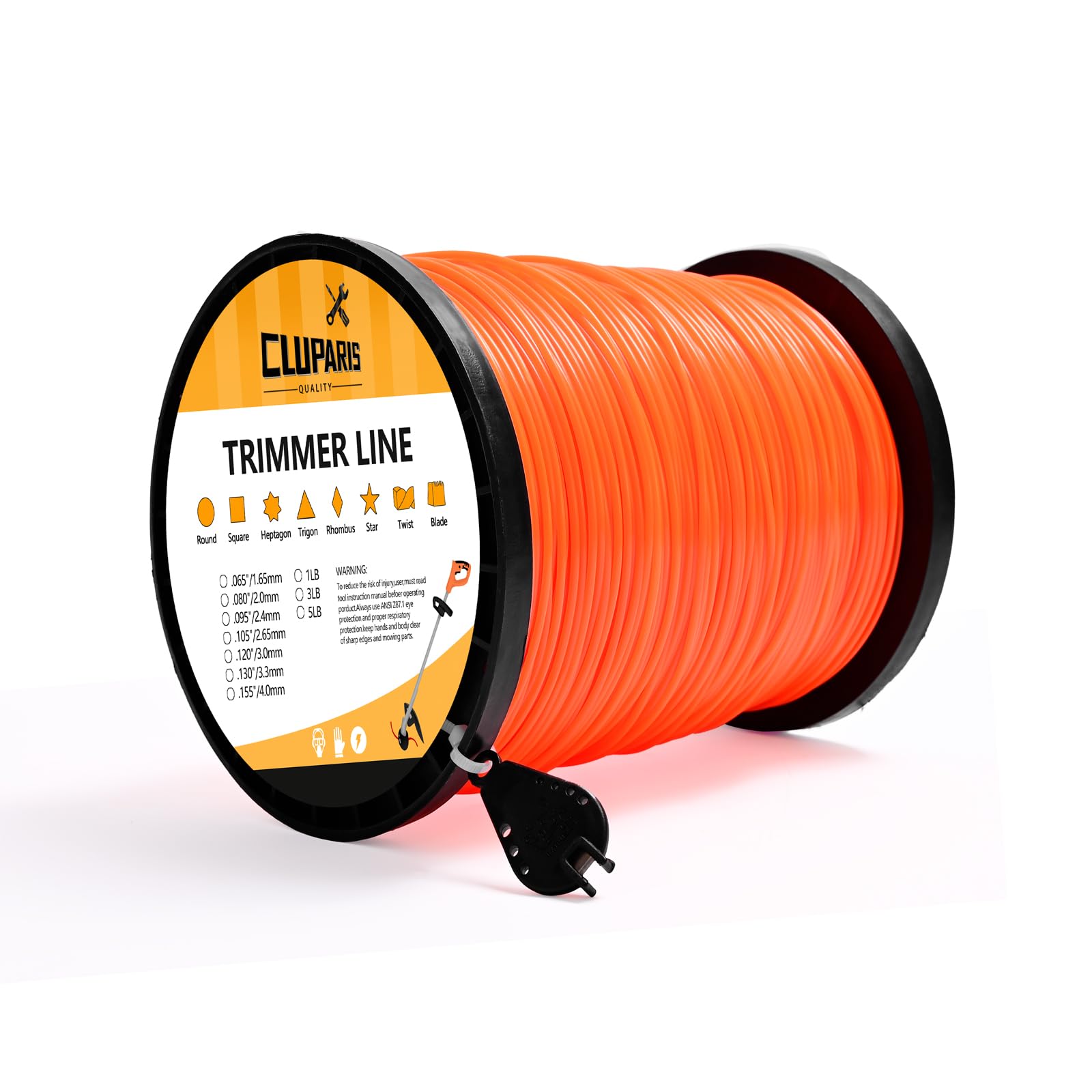 Parts Camp front spool view showing bright orange line for long runtime