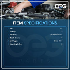 Parts Player starter pinion close-up showing 16 teeth for secure engagement