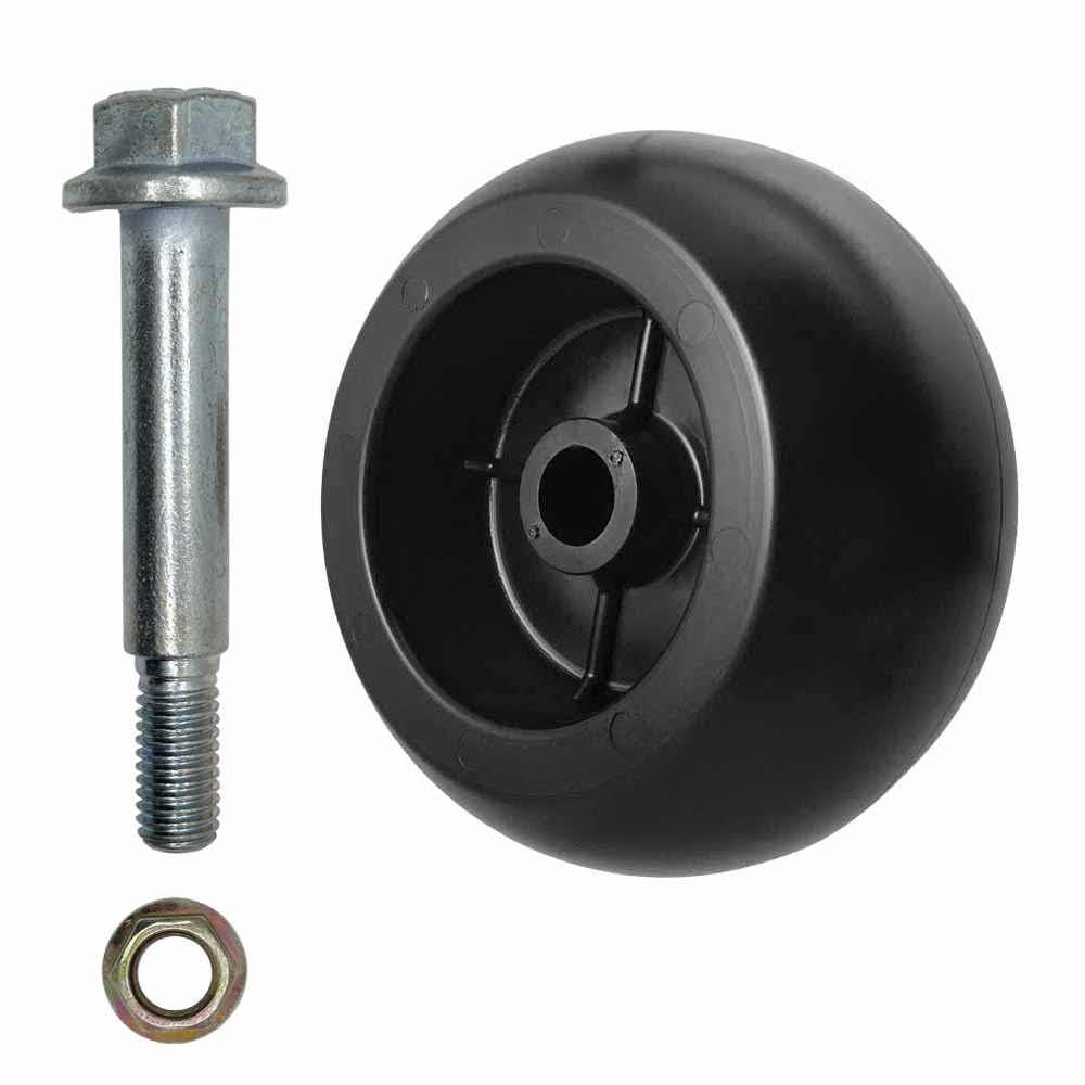 Parts 4 Outdoor wheel installed on mower deck, demonstrates restored deck clearance