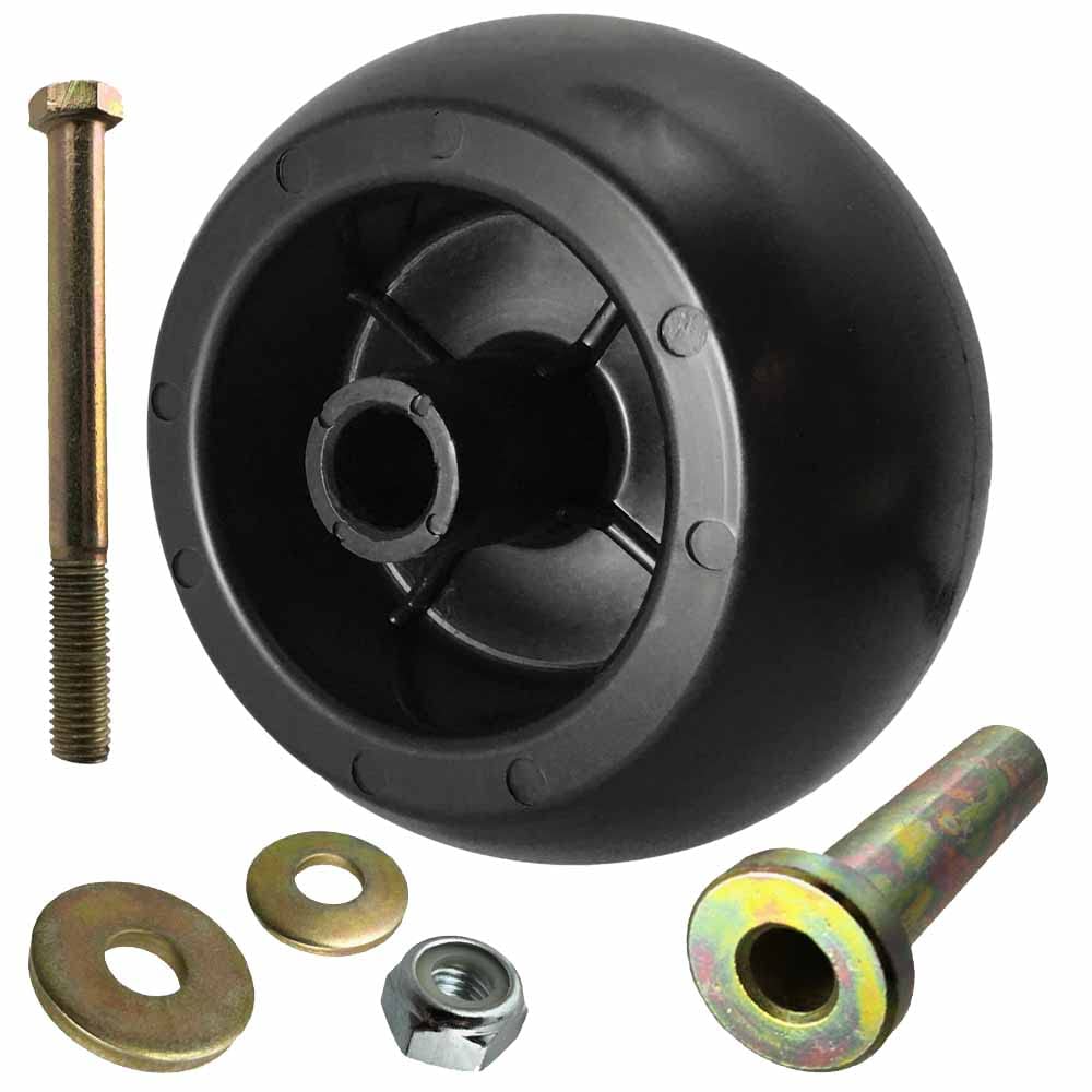 Parts 4 Outdoor wheel beside ruler showing 5 inch diameter and 3 1/4 inch width accuracy