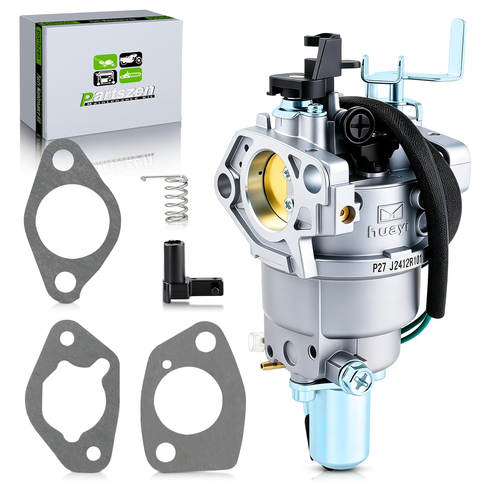 partszen HUAYI carburetor front view showing clean fit and OEM-style ports for reliable replacement