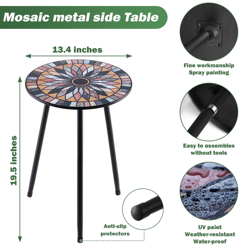Party Zealot close-up of mosaic tabletop showing colorful pattern and decorative appeal