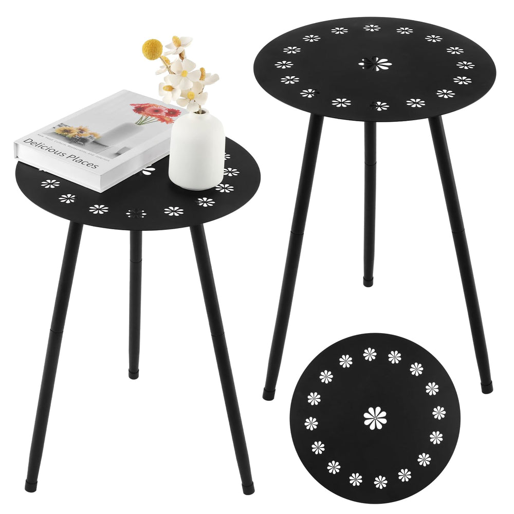 Party Zealot front view of two black round tables showing modern design and durability