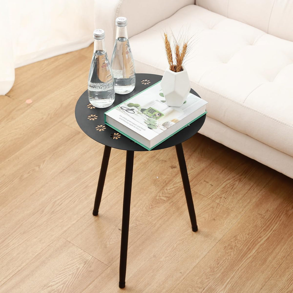 Party Zealot indoor living room setup with table used as end table beside sofa
