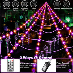 partyMoonet close-up showing 250 LED beads and hand-knotted rope for durable brightness