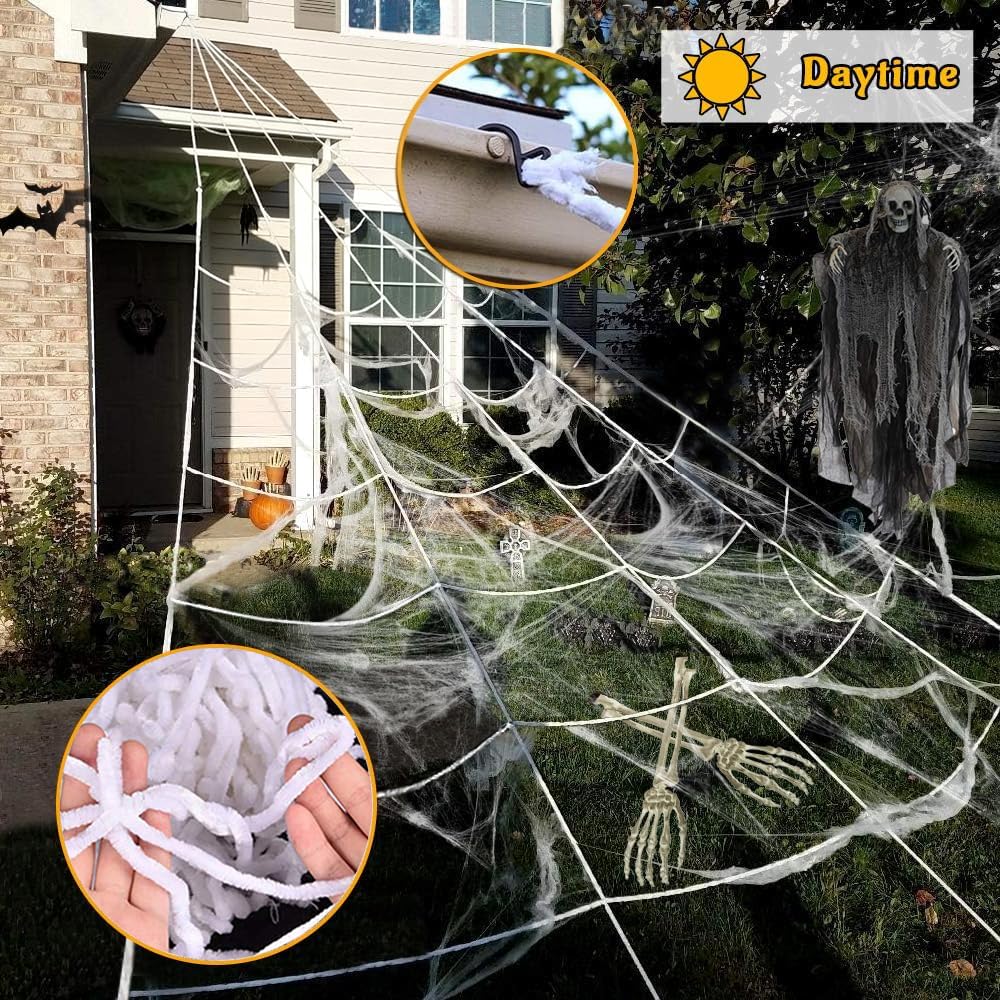 partyMoonet stretch cobweb detail pulled wide to cover large area for dramatic effect