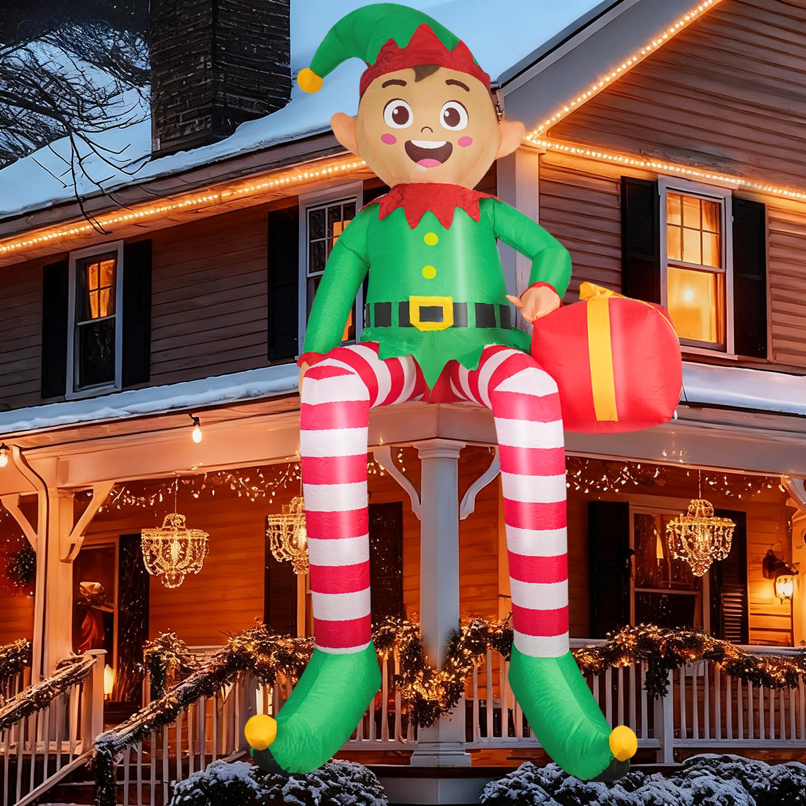 Partyotu sitting elf front view showing cheerful holiday presence