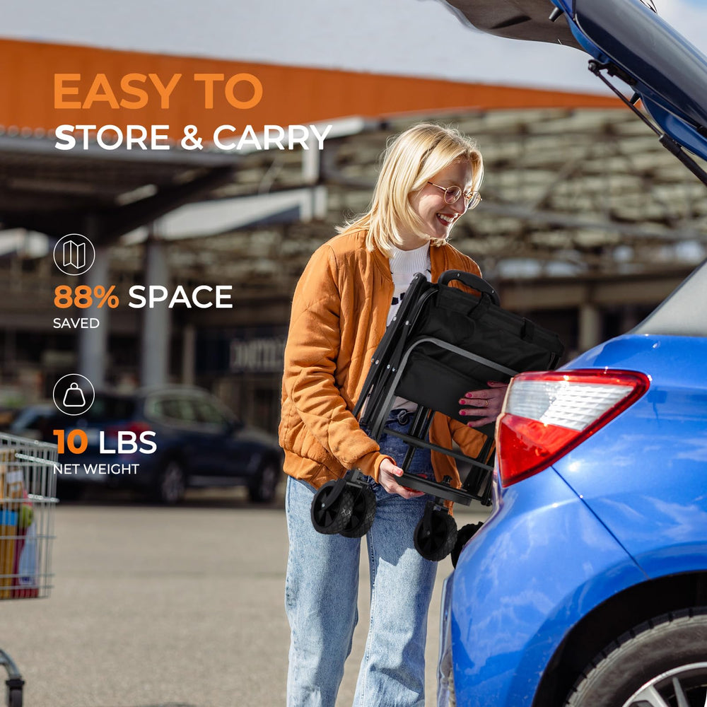 PASAMIC loaded with groceries illustrating high 220 lb capacity and organized storage