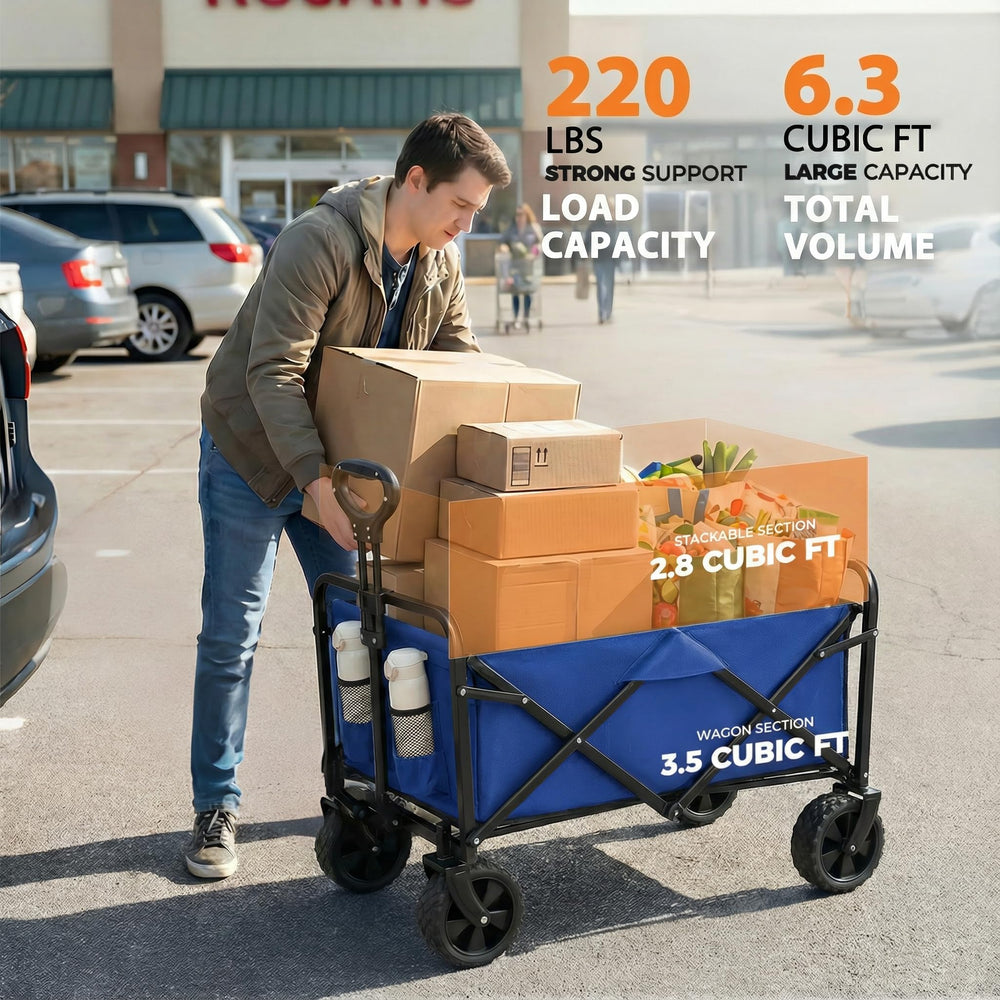 PASAMIC wagon folded compactly for trunk storage and quick carry