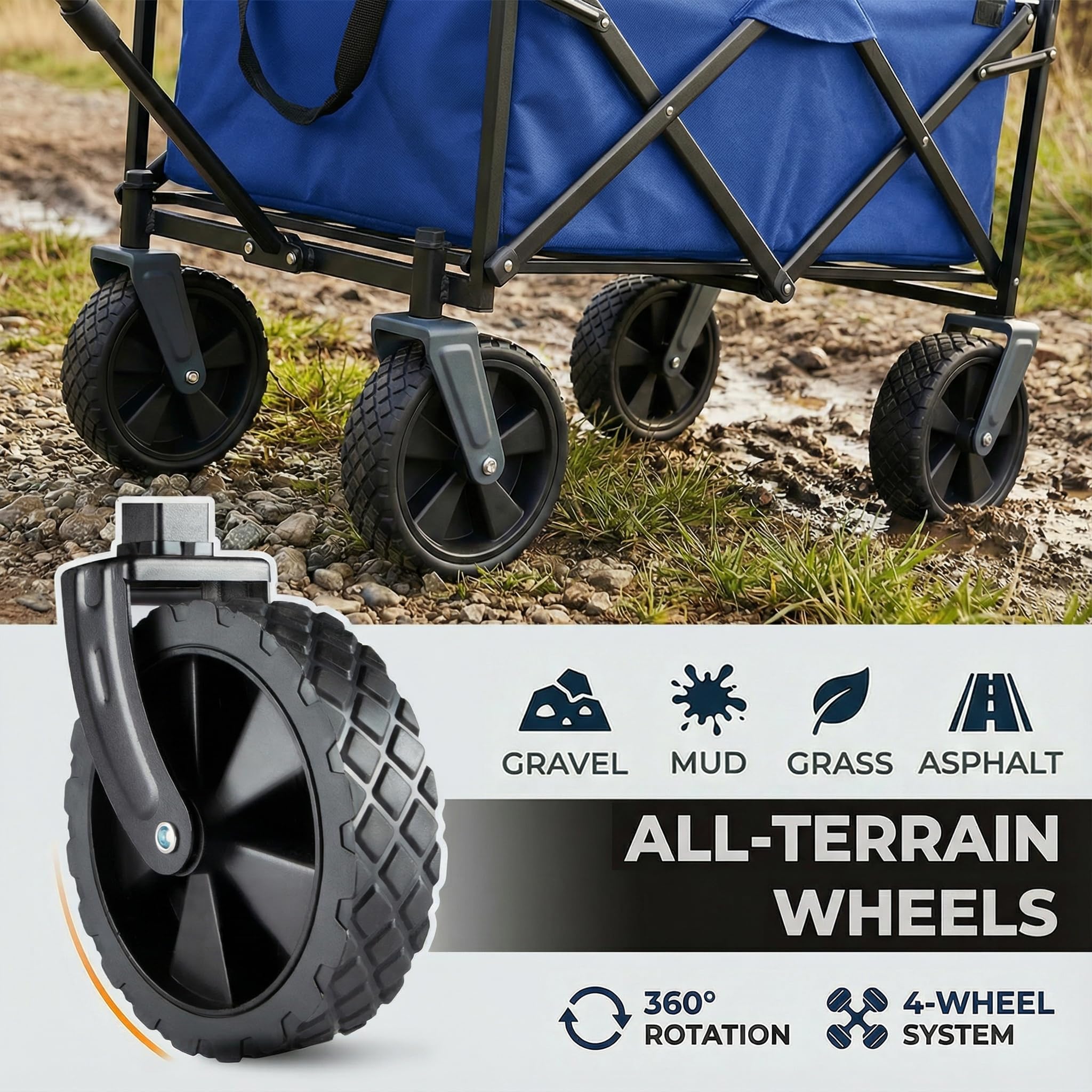 PASAMIC all-terrain wheel detail offering smooth maneuvering on sand