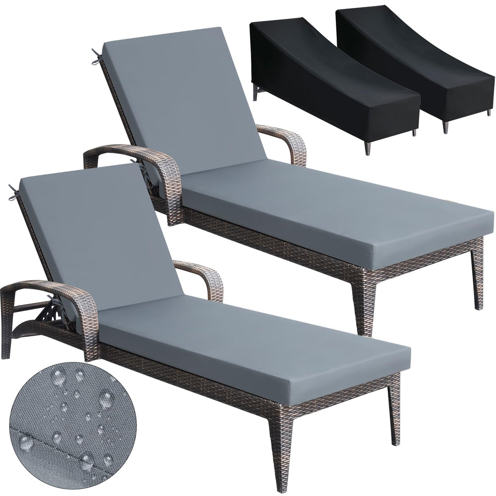 Patelai front view of dark gray chaise cushions showing complete set and neat fit