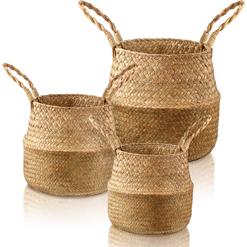 Patelai front view three-basket set shows natural decor benefit