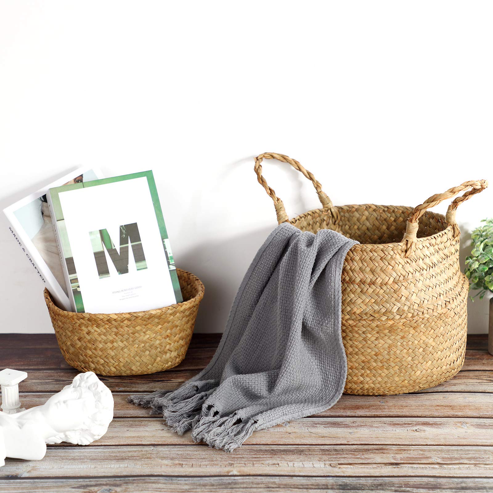 Patelai basket on patio table adds natural warmth to outdoor space