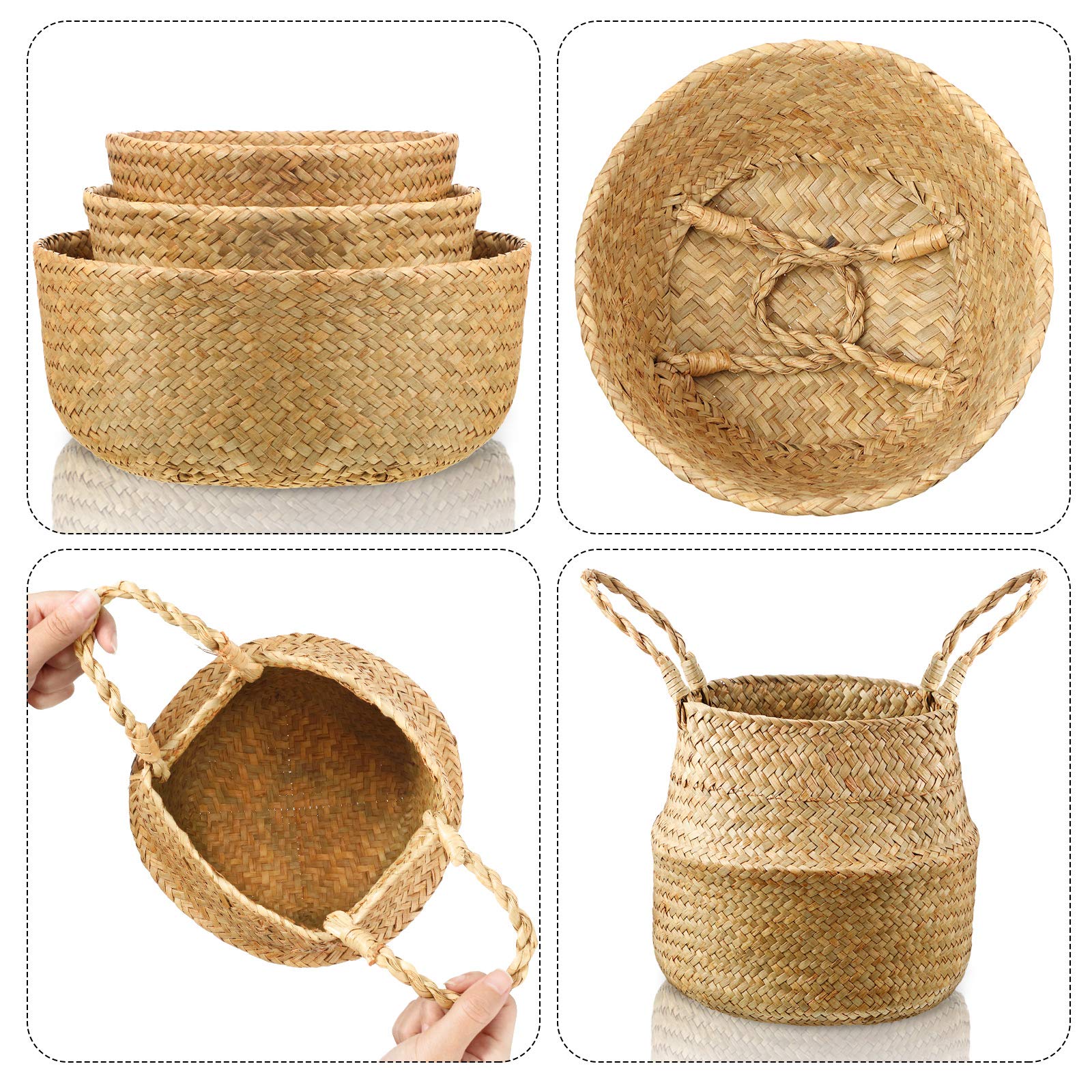 Patelai medium basket with potted plant offers decorative concealment