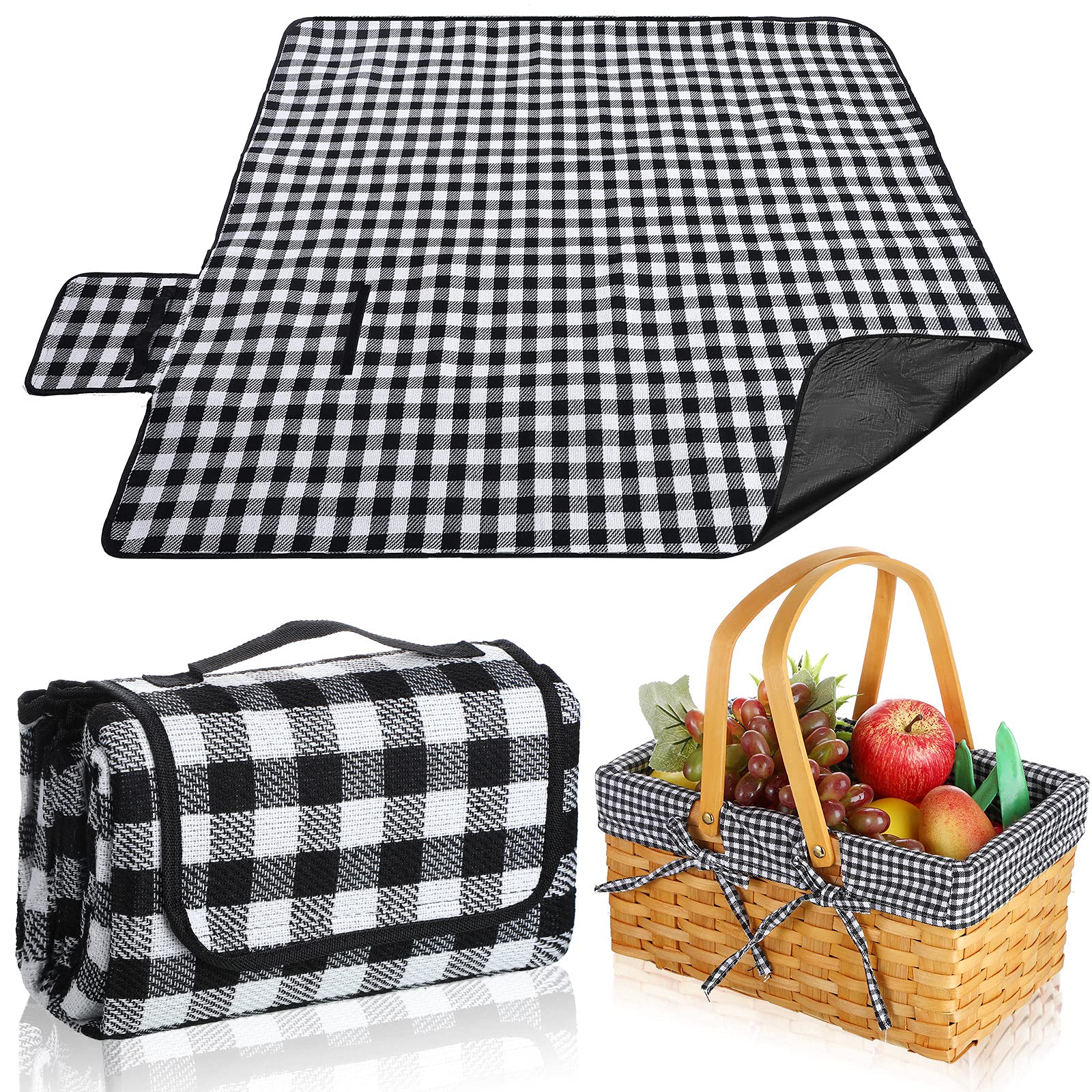 Patelai picnic basket front view showing durable handles and gingham protection
