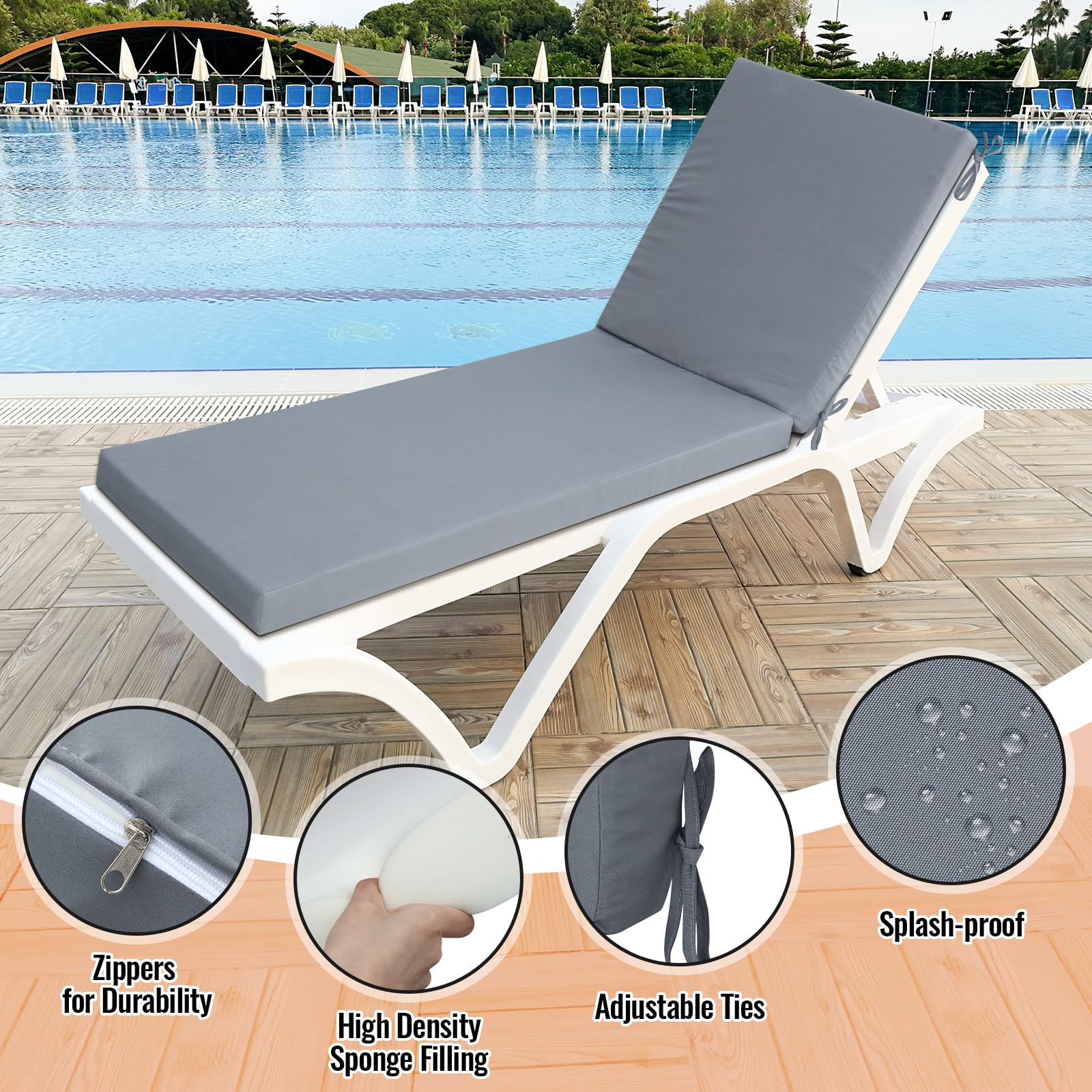 Patelai adjustable straps and ties securing cushion preventing slipping