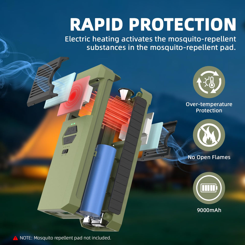 PathVenture glowing LED at dusk providing light and repellent function benefit