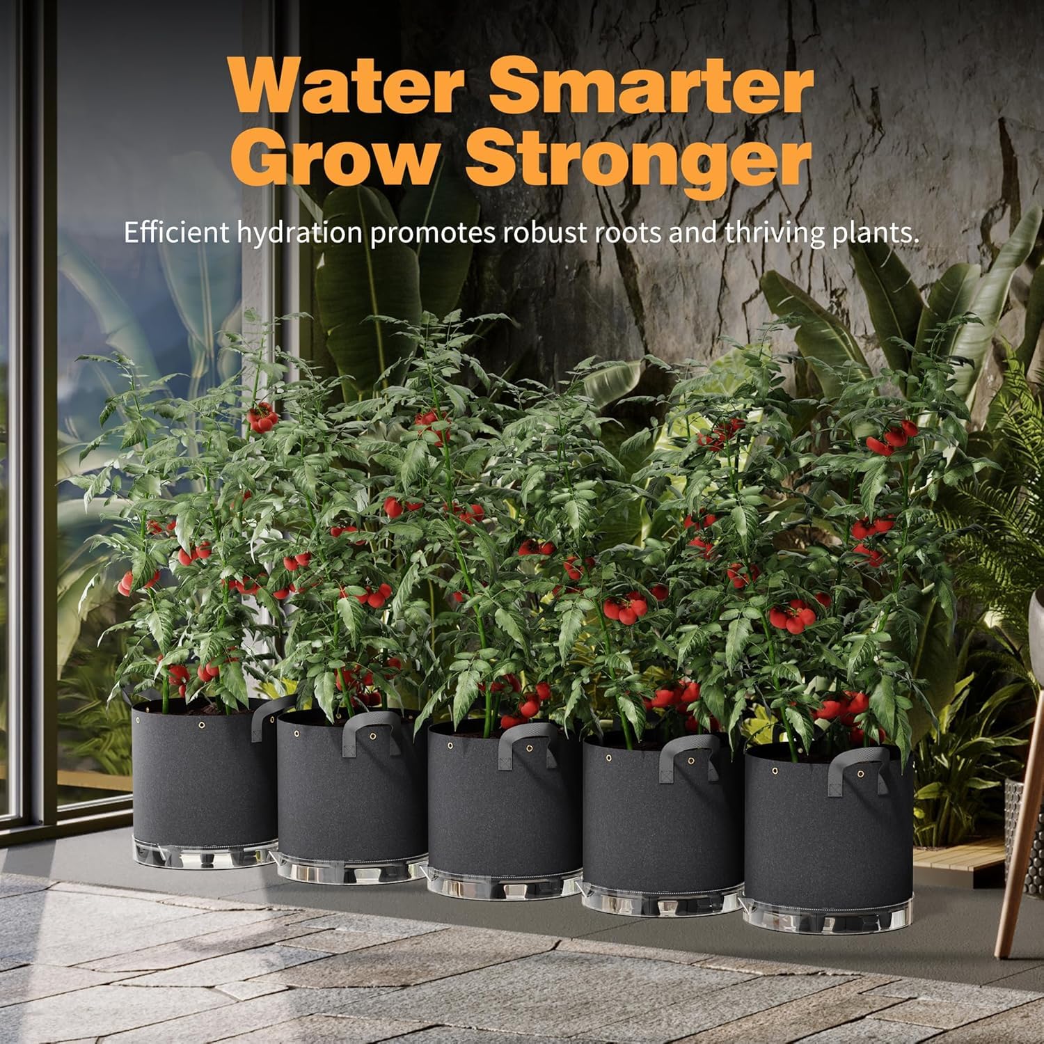 Patigrow size comparison with watering can showing capacity and scale